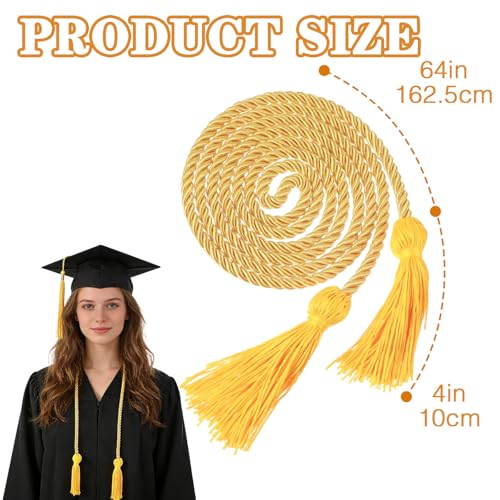 Gold Graduation Honor Cords with Tassel - 2pcs, 67" Long