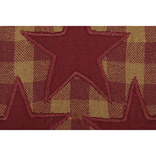 VHC Brands Burgundy Star Cotton Kitchen Towel with Loop, 18x18"