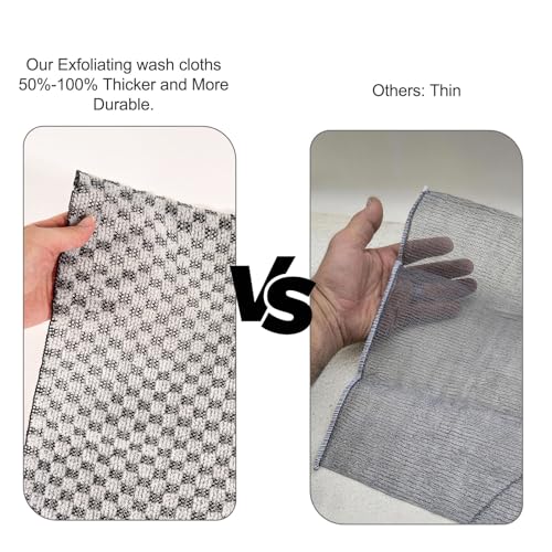 Exfoliating Washcloth for Dry Itchy Skin - Dual Sided Shower Scrubber