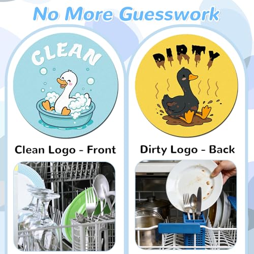 2-Pack White Goose Dishwasher Clean/Dirty Magnet Signs