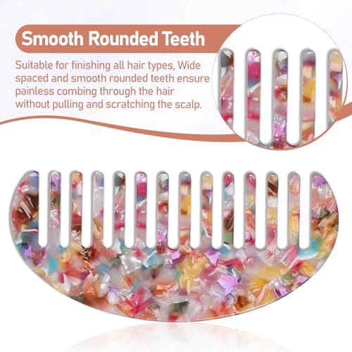 Larrel 2PCS Tortoiseshell Wide Tooth Acetate Hair Combs for Detangling
