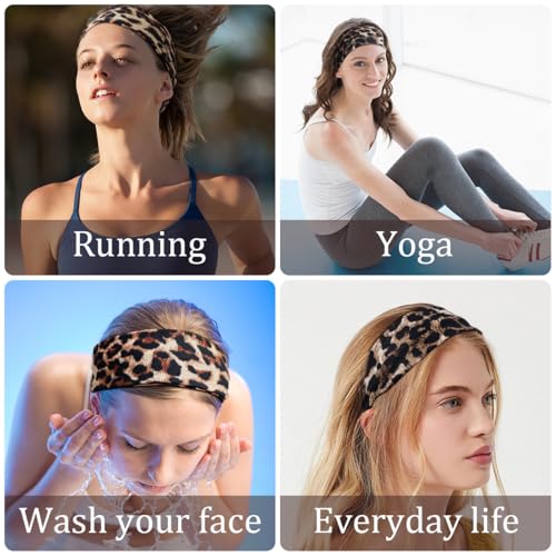 Leopard Headband for Women 2 Pcs Elastic Animal Print Hair Bands