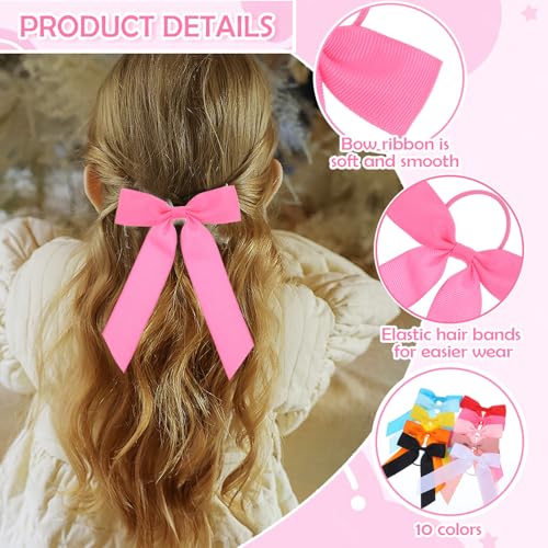 Grevosea 10 Pcs Hair Ribbons Bow Hair Ties Elastic Ponytail Holders