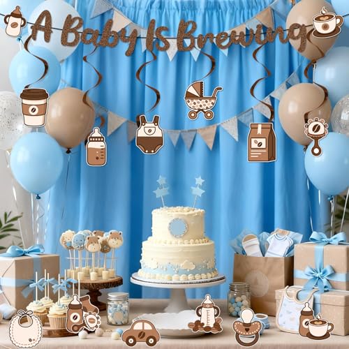 Coffee-Themed Baby Shower Banner Set - 'A Baby Is Brewing' Decorations
