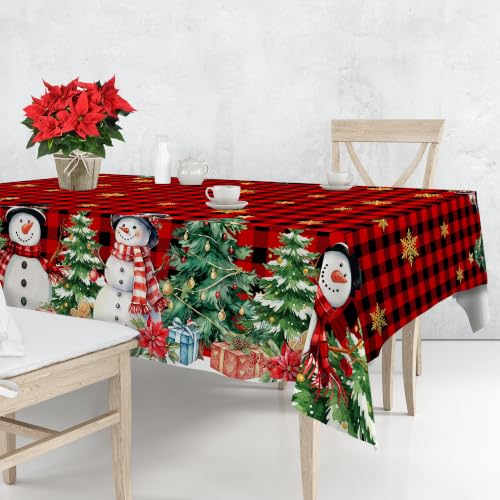 Christmas Tablecloth 60 x 120 Inch Rectangular Snowman Holiday Decor