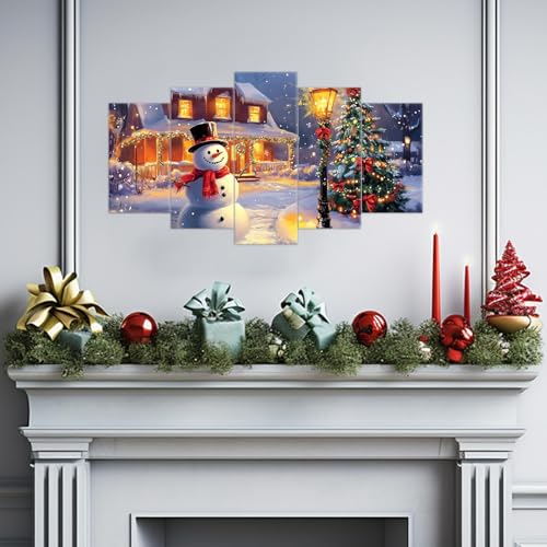 Christmas Snowman Wall Art Canvas Prints Set - White, 8x14, 8x18, 8x22 Inches