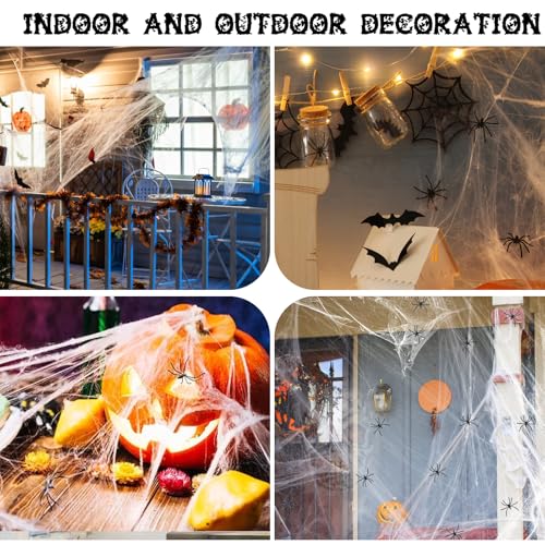 Halloween Decor Set - 1200 sqft Spider Webs with 120 Bats & 50 Spiders
