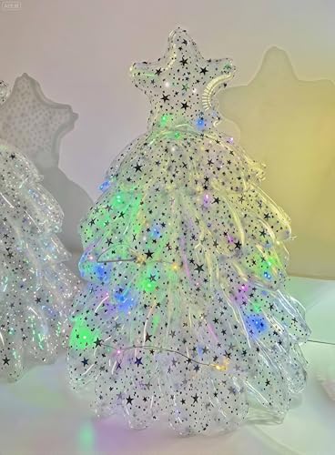 Uosrua 4D Iridescent Christmas Tree Foil Balloon, Self-Standing Xmas Decor