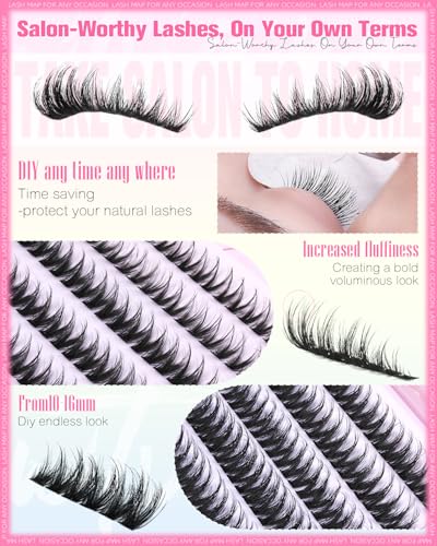 Wispy Lash Clusters 200Pcs Fluffy Individual Eyelash Extensions 10-16mm