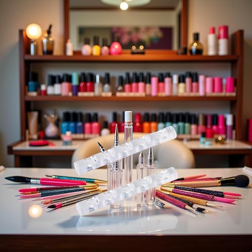 Czhotg 2-Pack Transparent Acrylic Nail Art Brush Holder and Stand for 5 Pens