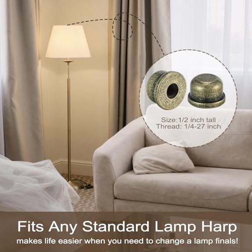 2pcs Solid Brass Lamp Finials 1/4-27 Thread Decorative Knob for Lamp Shade