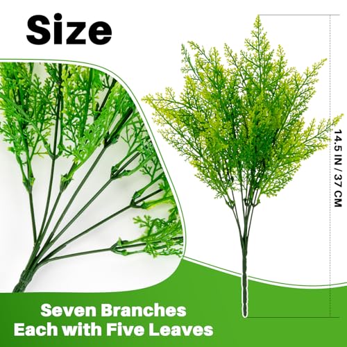 RAINFLOW 5PCS Faux Ferns - Realistic Artificial Plants 14.5"