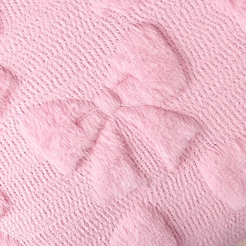 Yuubin Pink Bow Throw Pillow Covers 18x18, Set of 2 Plush Coquette Decor