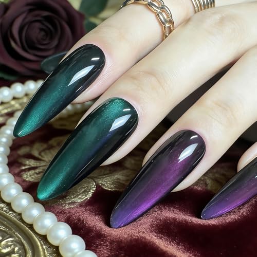 Redykat Extra Long Stiletto Cat Eye Press On Nails Glossy Fake Nails