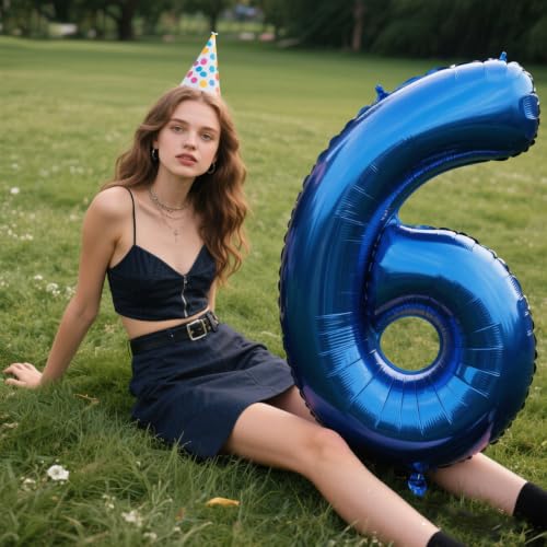 40 Inch Navy Blue Foil Number 60 Balloon for Birthdays & Anniversaries