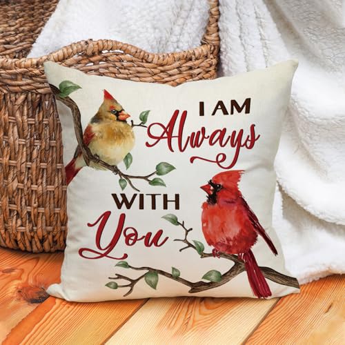Cardinal Memorial Throw Pillow Cover, 18x18 Cotton Linen Cushion Case