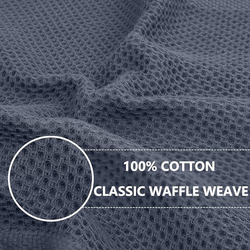 Homaxy 100% Cotton Waffle Weave Kitchen Dish Cloths - 4-Pack, Dark Grey, 12x12 Inches