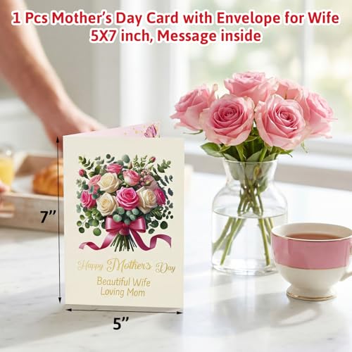 Happy Mother's Day Card for Wife with Poem & Envelope - 5x7