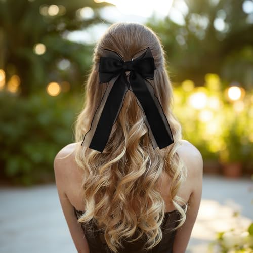 Silk Satin Hair Bows for Women Oversized Large Hair Clips 3 Pack