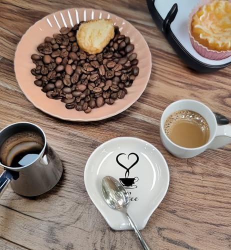 Ceramic Coffee Spoon Rest - Funny Coffee Bar Accessory (White-6)