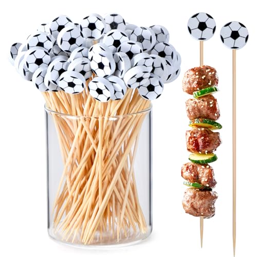 Soccer Bamboo Toothpicks 4.7 Inch - 100 Pack for Sports Events & Parties
