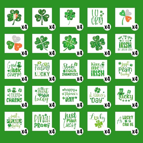 Glitter Shamrock Temporary Tattoos - 204 PCS St. Patrick's Day Party Favors