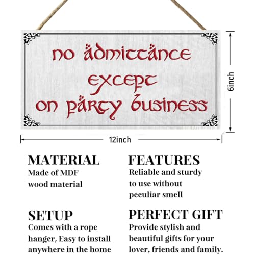 No Admittance Wood Sign - 12x6in Lord of the Rings Decor