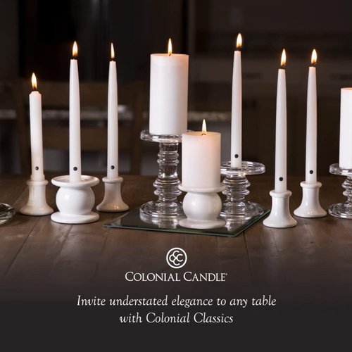 Colonial Candle Unscented Taper Candles - Classic Ivory, 10 in, Pack of 6 | Up to 8 Hours Burn