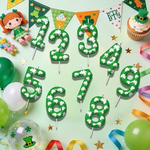 St. Patrick's Day Number 8 Candle - Lucky Shamrock Cake Topper