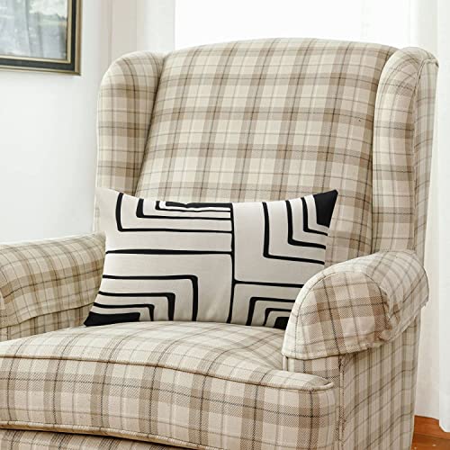 Pyonic 12x20 Farmhouse Linen Throw Pillow Covers - Geometry 5 (Pack of 2)