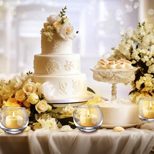 48 Pcs Clear Glass Votive Candle Holders Bulk for Wedding Event Decor