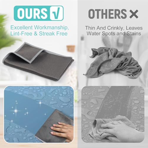 Microfiber Glass Cleaning Cloths 16x16 Inches, Pack of 8 - Lint-Free, Scratch-Free for Windows, Mirrors, Stainless Steel, Car, and Electronics
