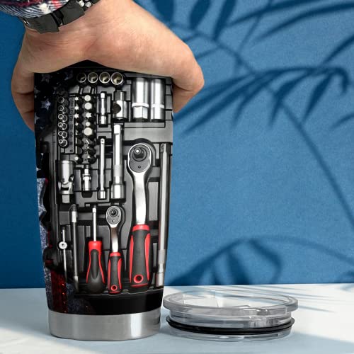 Mechanic Tumbler with Lid - 20oz Insulated Travel Mug Gift for Dad