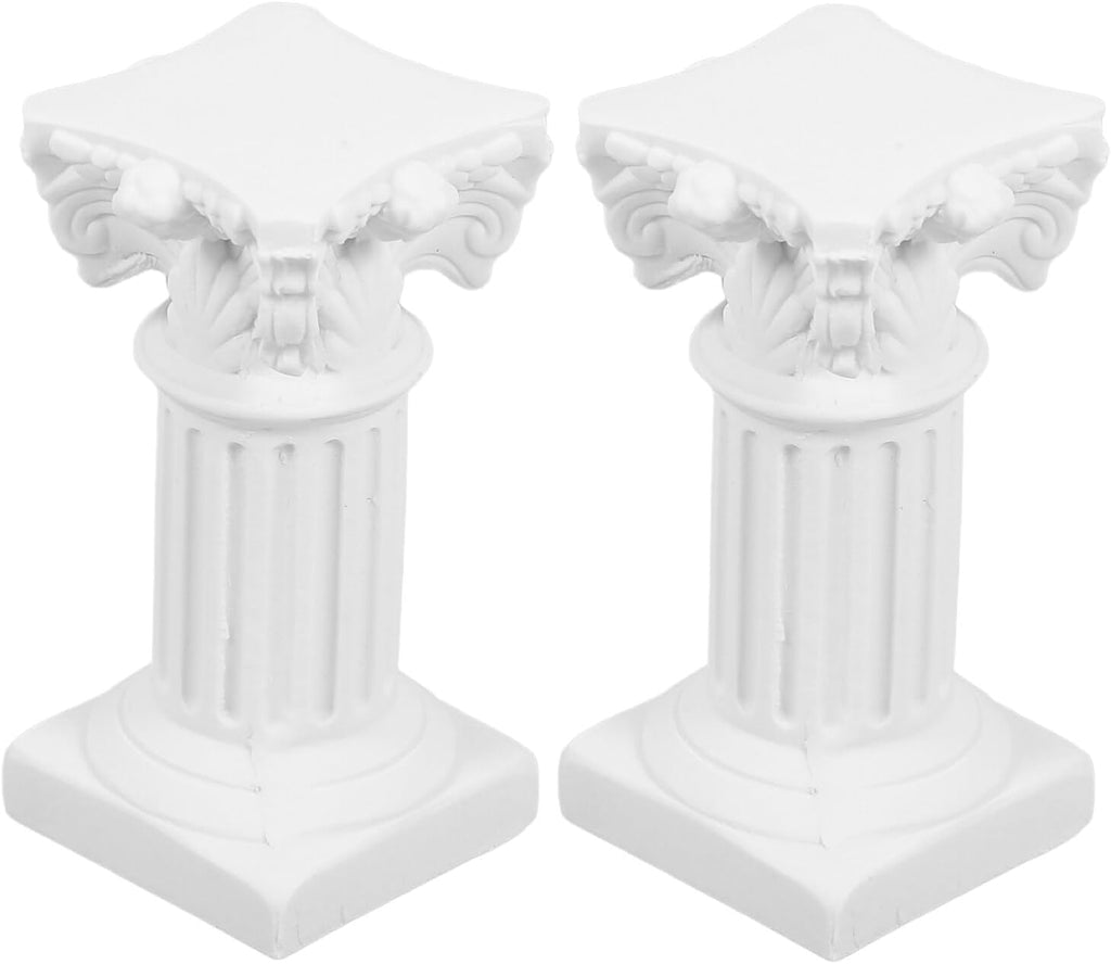 TOYANDONA Roman Pillar Statues - Elegant Greek Columns Candle Holders | 2-Piece White Resin Set