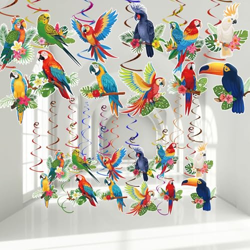 58 Pcs Tropical Birds Decorations for Hawaiian Luau Party