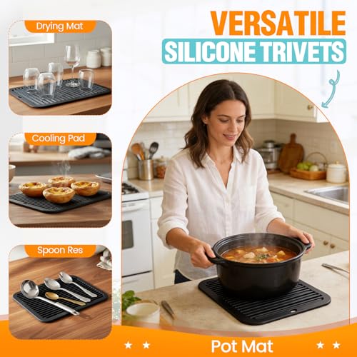 Silicone Trivets for Hot Pots and Pans - 12x9 Inch Non-Slip Mat