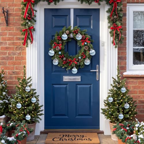 Light Blue Satin Christmas Balls Set - 9 Pcs 3.15 Inch Holiday Ornaments