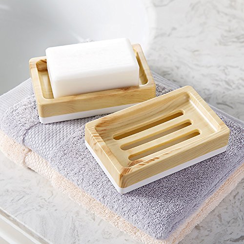 UVIVIU Double-Decker Plastic Soap Dish with Drain - Keeps Soap Dry & Easy to Clean