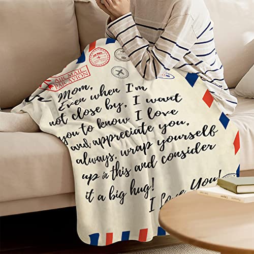 Jbralid Dear Mom Flannel Throw Blanket - 40x50 Inch Soft Gift for Mom