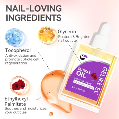Gelike EC Nail Cuticle Oil with Jojoba and Vitamin E for Damaged Nails