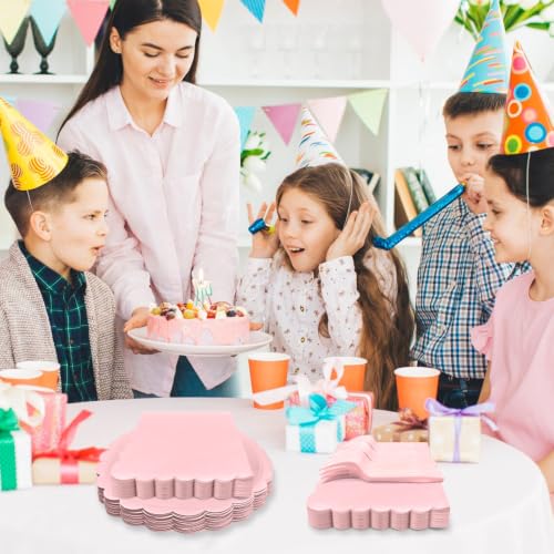 Pink Scalloped Paper Plates & Napkins Set for Parties - 25 Guests