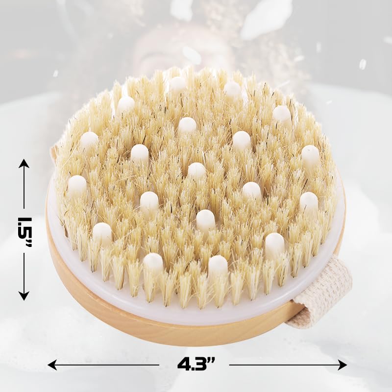Giova Bamboo Dry Body Brush with Silicone Nodes and Natural Bristles