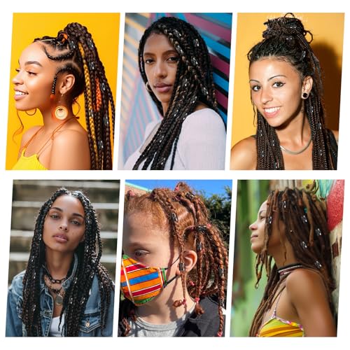 50 Pcs Black Metal Dreadlock Beads & Hair Cuffs for Braids
