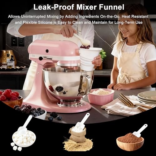 Hubaltuye Flour Funnel Attachment for Stand Mixer with Spoon