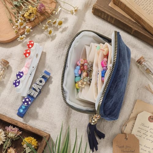 Travel Jewelry Case Organizer, Small Chenille Zipper Pouch for Earrings