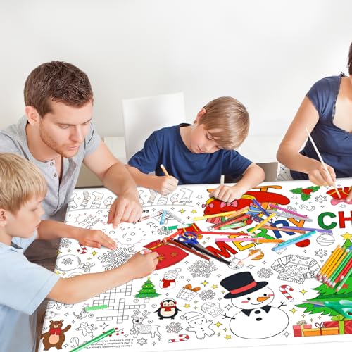 Christmas Activity Poster Banner - 31.5 x 72 Inches Holiday Coloring & Games