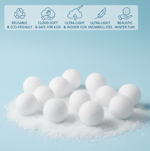 AISENO Indoor Snowball Fight Toys - 50 Soft Fake Snow Balls for Kids | Perfect for Winter Parties & Christmas Fun
