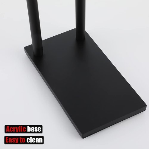 JQK Hand Towel Holder Stand Black, Modern Tree Rack Free Standing for Countertop with 12 Inch 2 Bars, 304 Stainless Steel Matte Black 9.45x5.12 Inch Base, HTT172-PB