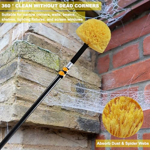 Yellow Cobweb Duster Brush Head - Efficient Indoor & Outdoor Cleaning