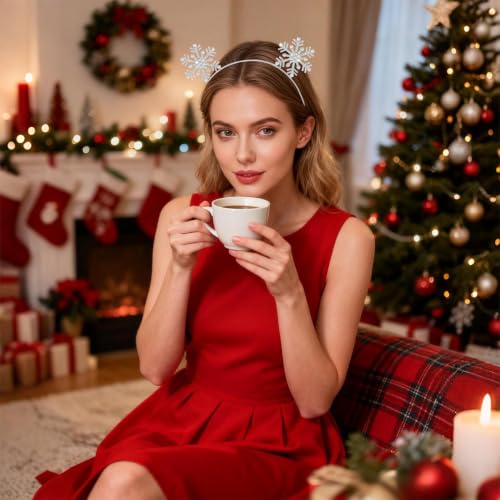 GAFATORY Crystal Snowflake Headband Sparkling Christmas Hair Hoop
